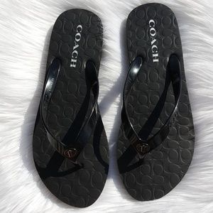 NEW Coach Sandals Black Thong Flip Flops Size 8 B